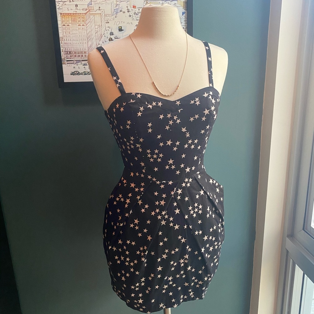 Star print mini dress